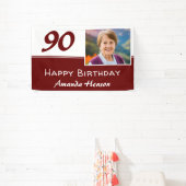 Rode 90e verjaardagsfeest Foto Achtergrond Spandoek (Insitu)