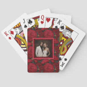 Rode aangepaste anjer geïnspireerd voorjaarsbruilo pokerkaarten