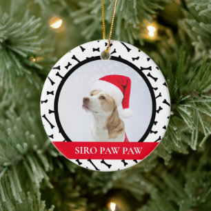 Rode aangepaste hond naam foto keramisch ornament