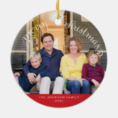 Rode aangepaste Kerstmis foto boom ornament (Achterkant)