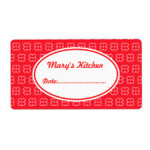 Rode aangepaste keukenlabels etiket (Voorkant)