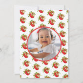 Rode aardbei 1e verjaardag Berry eerste Bedankkaart (Voorkant)