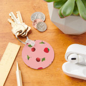 Rode Aardbei en Kers Patroon Roze Fruit Sleutelhanger
