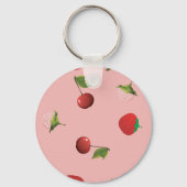 Rode Aardbei en Kers Patroon Roze Fruit Sleutelhanger (Achterkant)