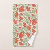 Rode aardbei & groene bladeren patroon bad handdoek (Handdoek)