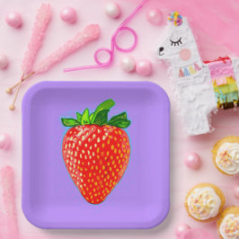 Rode aardbei in Pop Art Style Papieren Bordje