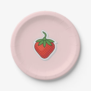 Rode aardbei papieren bordje