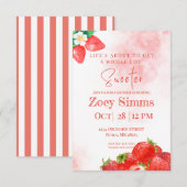 Rode aardbei thema douche uitnodigen kaart (Voorkant / Achterkant)