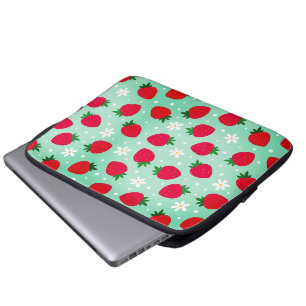 Rode Aardbeibloemen Verjaardagsfeest voor haar Laptop Sleeve