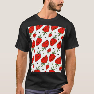 Rode aardbeien Cartoon Naadloos Patroon T-shirt