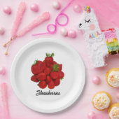 Rode aardbeien fotografisch papieren bordje (Feest)