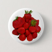 Rode aardbeien fotografisch ronde button 5,7 cm (Voorkant)