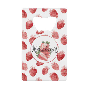 Rode Aardbeien Fruit Kredietkaart Flessenopener