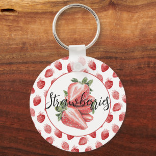 Rode Aardbeien Fruit Sleutelhanger