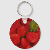 Rode Aardbeien Hart-vorm Plakjes Fotografisch Sleutelhanger (Achterkant)