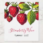 Rode aardbeien Illustratie Wijn Etiket (Enkel label)
