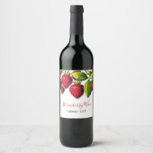 Rode aardbeien Illustratie Wijn Etiket (Voorkant)