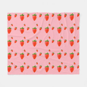 Rode aardbeien op roze achtergrond fleece deken