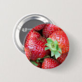 Rode aardbeien ronde button 5,7 cm (Voorkant /achterkant)