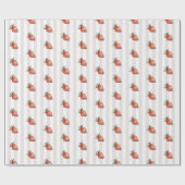 Rode aardbeien roze streep cadeaupapier (Vlak)