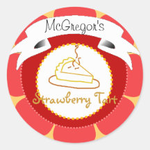 Rode aardbeientaart label