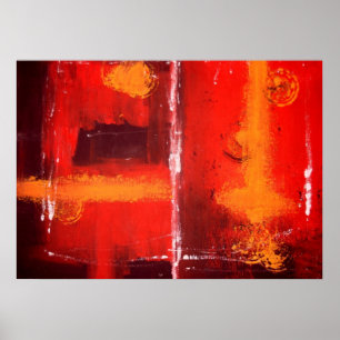 Rode Abstract Expressionistische Schilderij Print