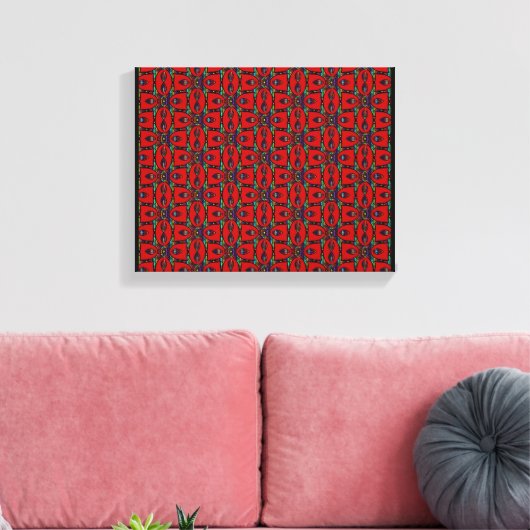 Rode Abstracte bloemen floreren Moderne kunst Canvas Afdruk (Insitu (Woonkamer))