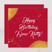 Rode abstracte elegante minimalistische gelukkige  (Voorkant / Achterkant)