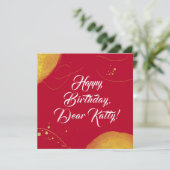 Rode abstracte elegante minimalistische gelukkige  (Staand voorkant)