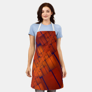Rode abstracte geometrische decoratie schort