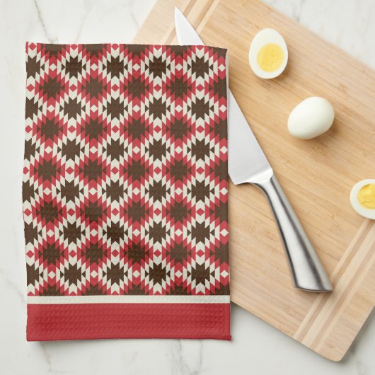 Rode Abstracte Keukenhanddoek (Quarter Fold)