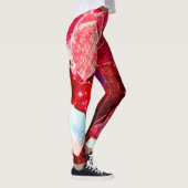 Rode abstracte mozaïekglanzend glitterpatroon leggings (Rechts)