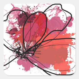 Rode Abstracte pensellaflak .JPEG Vierkante Sticker