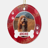 Rode Abstracte Poot Print Pet Foto Keramisch Ornament (Links)