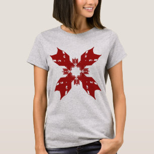 Rode Abstracte Sneeuwvlok Bloemen Hedendaagse Pop T-shirt