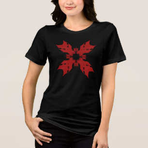 Rode Abstracte Sneeuwvlok Bloemen Hedendaagse Pop Tri-Blend Shirt
