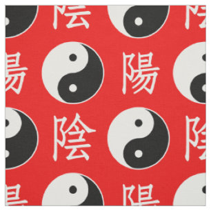 Rode achtergrond Chinees Yinyang patroon Stof