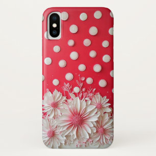 Rode achtergrond en polka stippenpatroon iPhone x hoesje