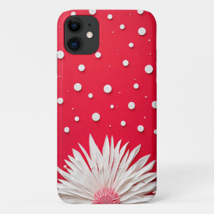 Rode achtergrond en polka stippenpatroon iPhone 11 hoesje