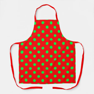 Rode Achtergrond Groene Polka Dots Design Schort