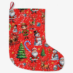 Rode Achtergrond Kerst Decoratiepatroon Grote Kerstsok