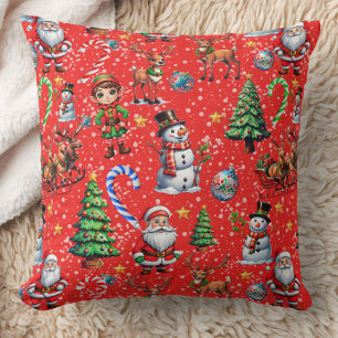 Rode Achtergrond Kerst Decoratiepatroon Kussen