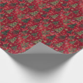 Rode achtergrond Kerstmis: een bos van bomen en go Cadeaupapier (Hoek)