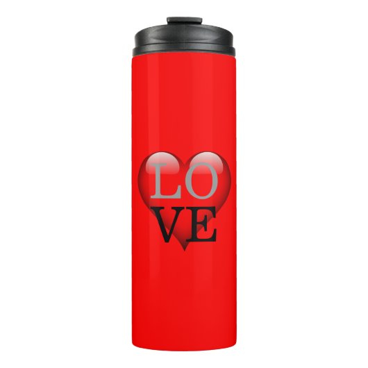 rode achtergrond liefde bruiloft hart thermosbeker (Voorkant)