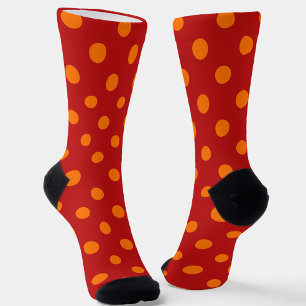 Rode Achtergrond Sinaasappel Polka Dots Design Sokken