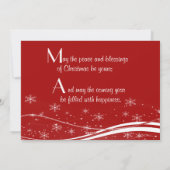 Rode achtergrond & Witte Boom Kerstgroet Feestdagenkaart (Achterkant)