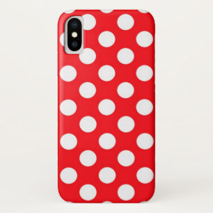 Rode Achtergrond Witte Polka Dot iPhone X Hoesje
