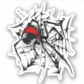 Rode achterspinnenweb Custom-Cut Vinyl Sticker (Voorkant)