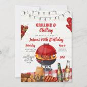 Rode Achtertuin Barbecue Chilling Grilling Verjaar Kaart (Voorkant)