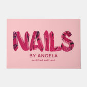 Rode Acryl Typografie Nail Tech Deurmat (Voorkant)